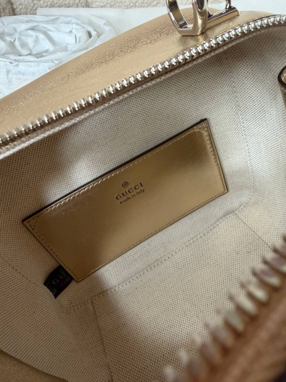 Gucci Blondie Gold Leather Top Handle Bag - Picture 7 of 12